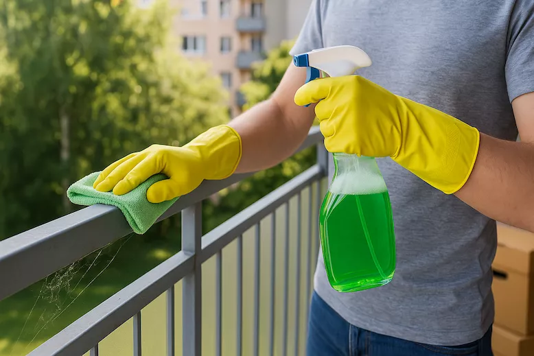 Så tvättar du bort spindelnät, damm och pollen från balkongen